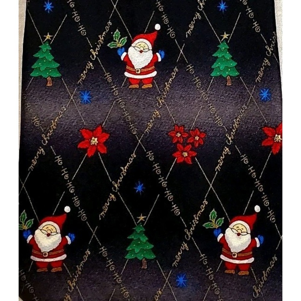 Silk Christmas Tie Hallmark Licensed Santa Merry Christmas Ho Ho‎ Ho 58 Inches - Picture 2 of 8